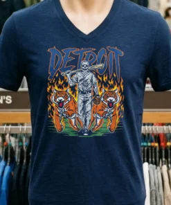 Detroit Baseball Tigers Graphic Skeleton Shirt