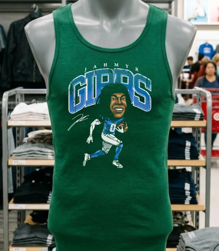 Detroit Lions Jahmyr Gibbs Cartoon Signature Shirt - green-shirt Detroit Lions Jahmyr Gibbs Cartoon Signature Shirt Green Shirt