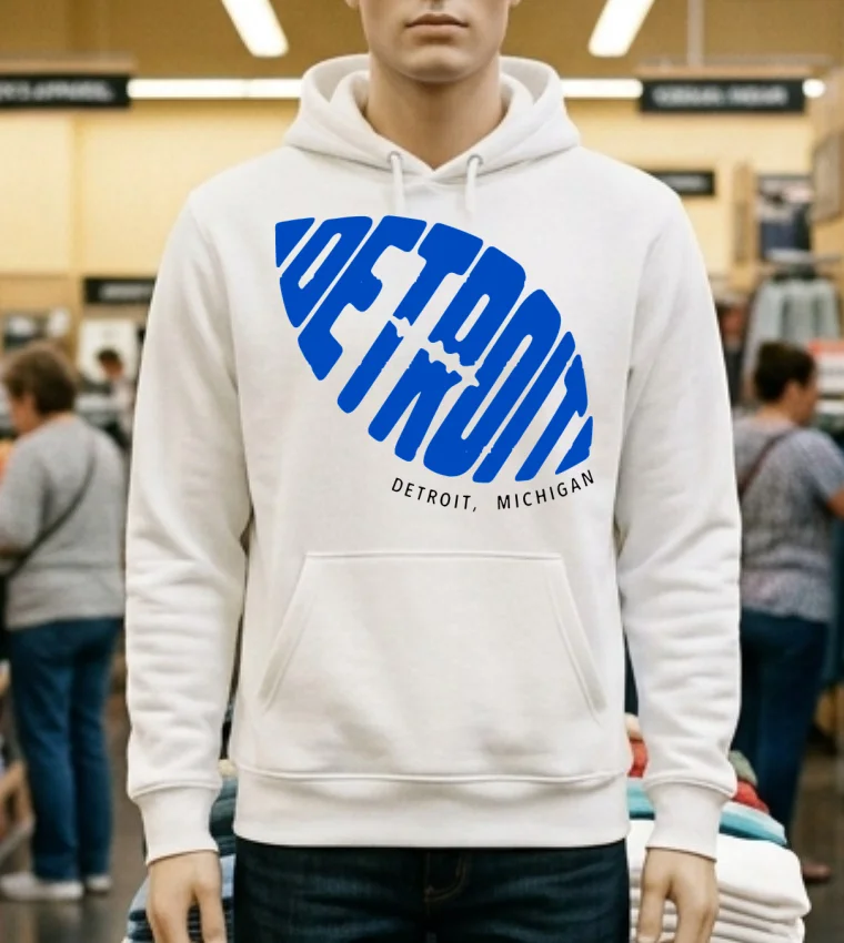 Detroit Lions Michigan Skyline Shirt - white-t-shirt Detroit Lions Michigan Skyline Shirt White T Shirt 1