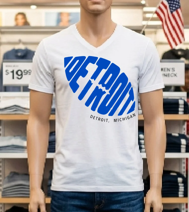 Detroit Lions Michigan Skyline Shirt - white-t-shirt Detroit Lions Michigan Skyline Shirt White T Shirt