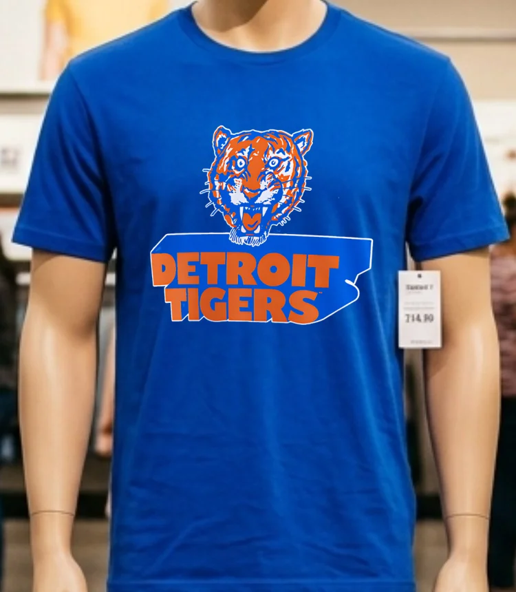 Detroit Tigers Logo Vintage Shirt - blue-shirt Detroit Tigers Logo Vintage Shirt Blue Shirt