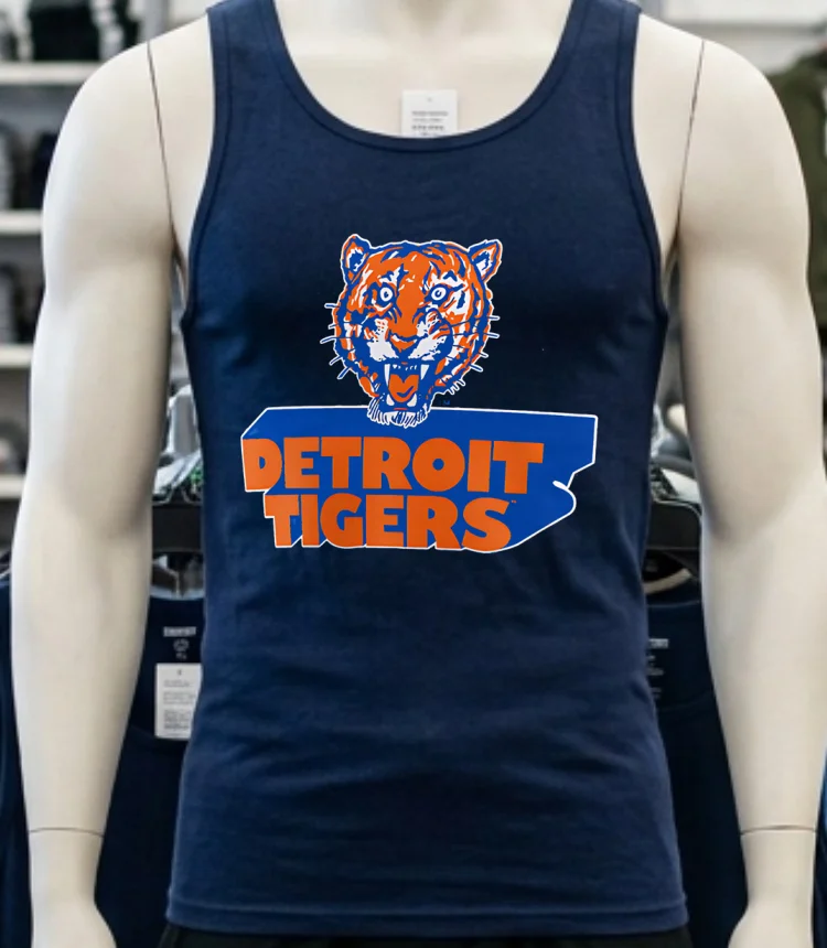 Detroit Tigers Logo Vintage Shirt Navy Shirt