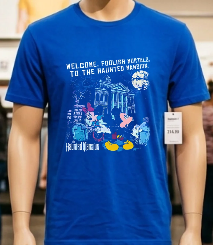 Disney Haunted Mansion Mickey And Minnie Hitchhiking Ghosts Shirt - blue-shirt Disney Haunted Mansion Mickey And Minnie Hitchhiking Ghosts Shirt Blue Shirt