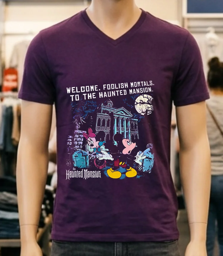 Disney Haunted Mansion Mickey And Minnie Hitchhiking Ghosts Shirt Purple Shirt