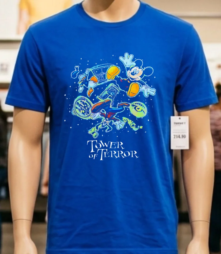 Disney Tower Of Terror Mickey And Friends Twilight Zone Shirt Blue Shirt