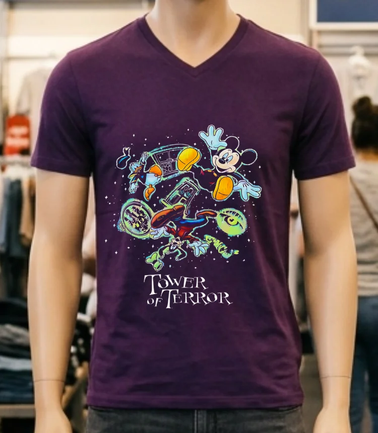 Disney Tower Of Terror Mickey And Friends Twilight Zone Shirt Purple Shirt