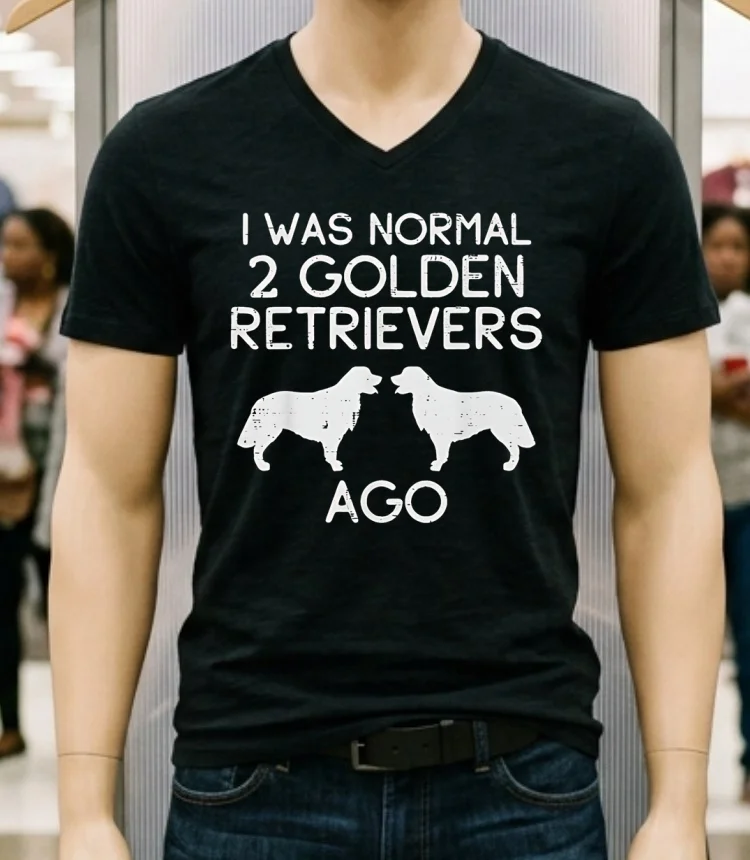 Dog I Was Normal 2 Golden Retrievers Ago Shirt - balck-shirt Dog I Was Normal 2 Golden Retrievers Ago Shirt Balck Shirt 3