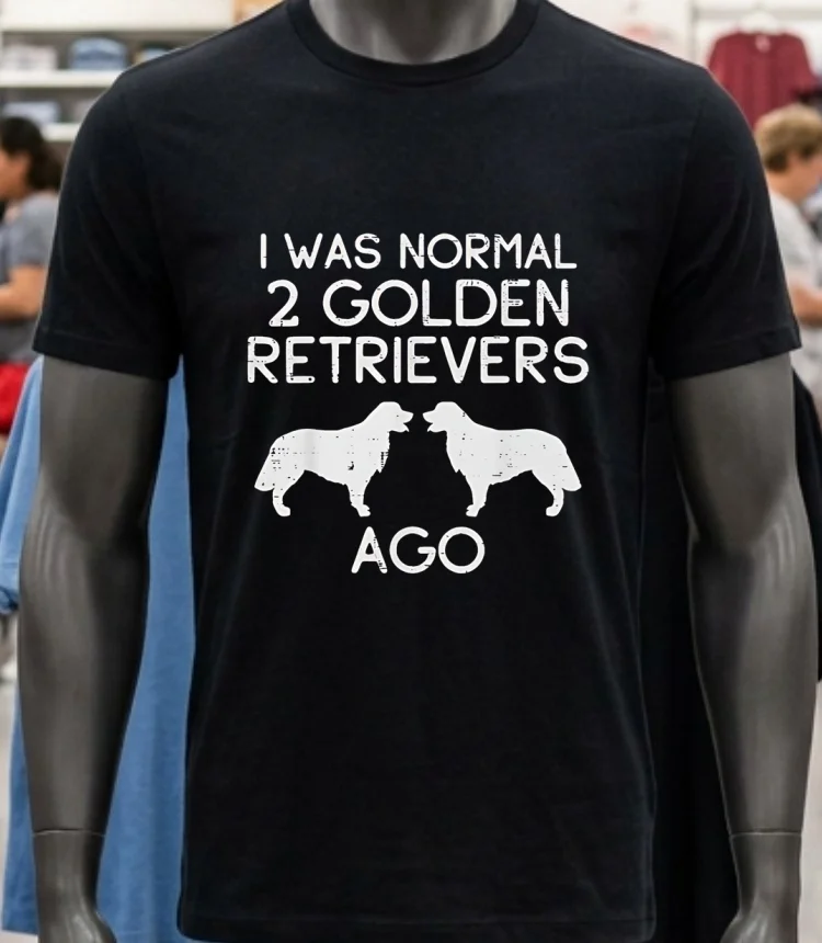 Dog I Was Normal 2 Golden Retrievers Ago Shirt - balck-shirt Dog I Was Normal 2 Golden Retrievers Ago Shirt Balck Shirt 4