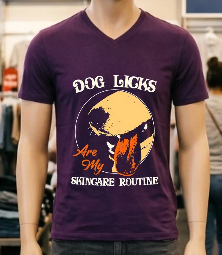 Dog Licks Are My Skincare Routine Retro Shirt - purple-shirt Dog Licks Are My Skincare Routine Retro Shirt Purple Shirt