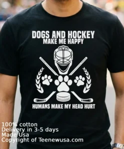 Dogs And Hockey Make Me Happy Humans Make My Head Hurt Shirt Navy Shirt 2