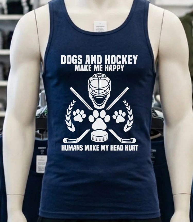 Dogs And Hockey Make Me Happy Humans Make My Head Hurt Shirt - navy-shirt Dogs And Hockey Make Me Happy Humans Make My Head Hurt Shirt Navy Shirt
