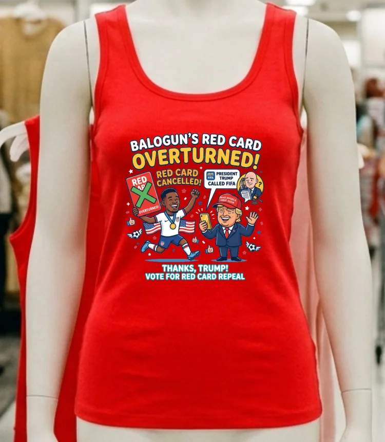 Donald Trump Calls Fifa President And Striker Folarin Balogun's Red Card Is Overturned T Shirt - red-shirt Donald Trump Calls Fifa President And Striker Folarin Baloguns Red Card Is Overturned T Shirt Red Shirt