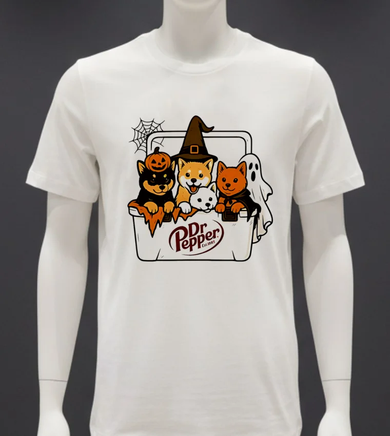 Dr Pepper Doge Dogs Halloween Shirt - white-t-shirt Dr Pepper Doge Dogs Halloween Shirt White T Shirt 4