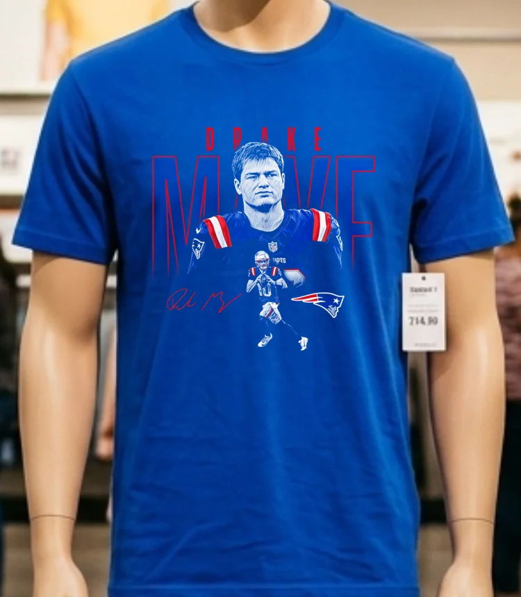 Drake Maye New England Patriots Signature Classic Shirt - blue-shirt Drake Maye New England Patriots Signature Classic Shirt Blue Shirt