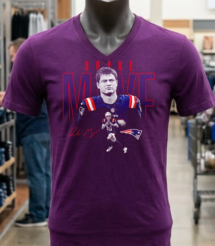 Drake Maye New England Patriots Signature Classic Shirt - purple-shirt Drake Maye New England Patriots Signature Classic Shirt Purple Shirt 1