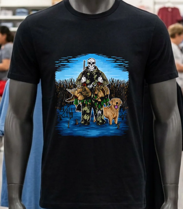 Duck Hunting Hunter Skeleton Shirt Balck Shirt 2