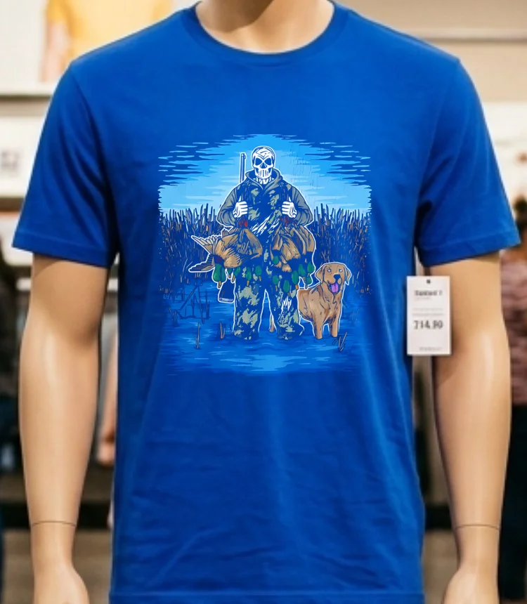 Duck Hunting Hunter Skeleton Shirt Blue Shirt 1