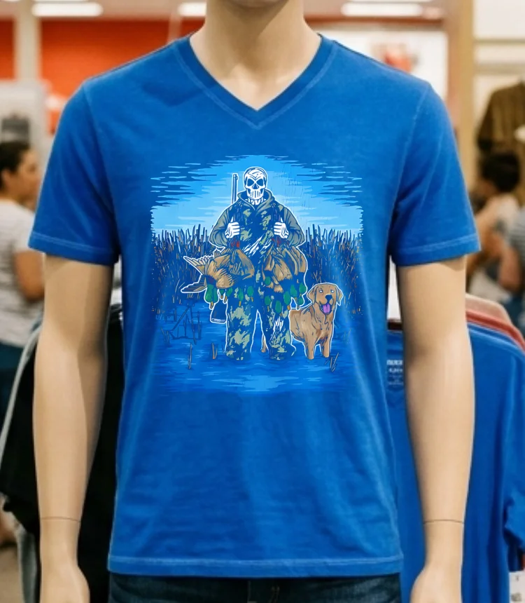 Duck Hunting Hunter Skeleton Shirt - blue-shirt Duck Hunting Hunter Skeleton Shirt Blue Shirt