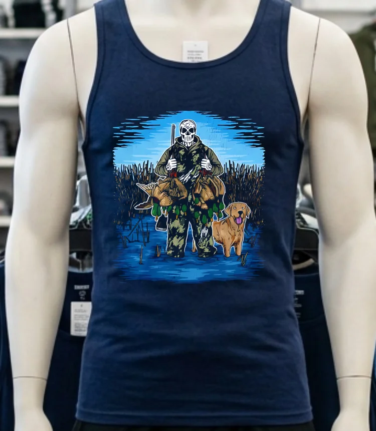 Duck Hunting Hunter Skeleton Shirt - navy-shirt Duck Hunting Hunter Skeleton Shirt Navy Shirt