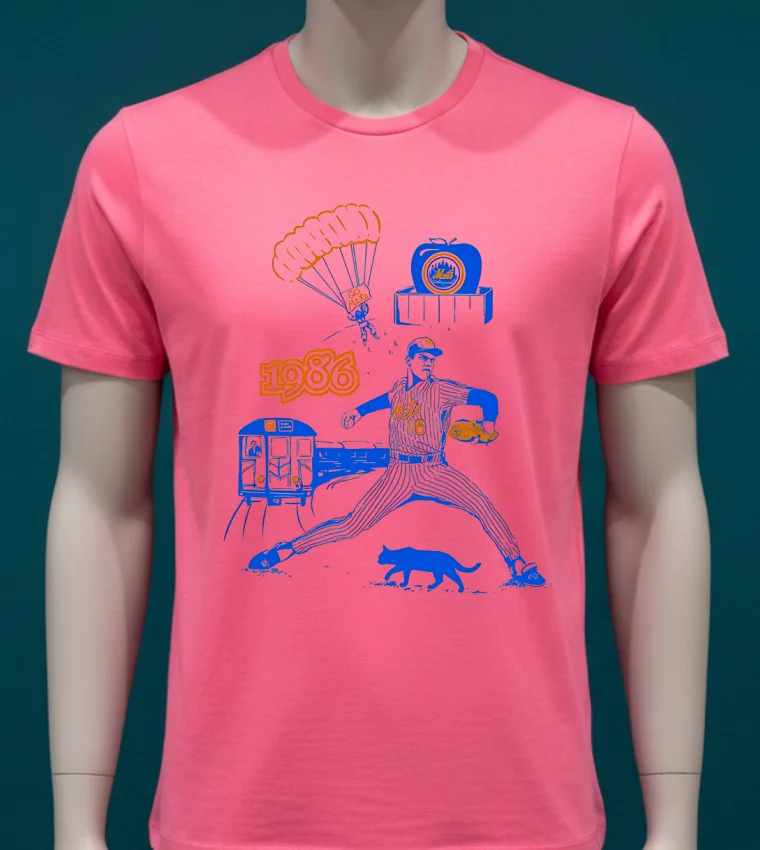 Dwight Gooden New York Mets Vintage 1986 Go Mets Shirt - pink-t-shirt Dwight Gooden New York Mets Vintage 1986 Go Mets Shirt Pink T Shirt
