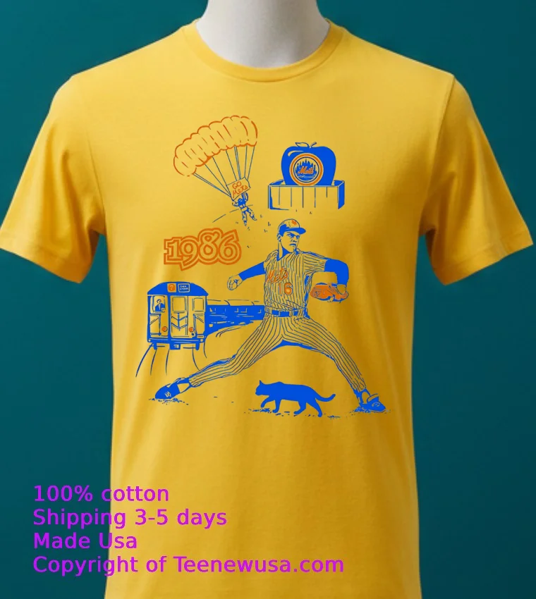 Dwight Gooden New York Mets Vintage 1986 Go Mets Shirt - yellow-t-shirt 2 Dwight Gooden New York Mets Vintage 1986 Go Mets Shirt Yellow T Shirt 2