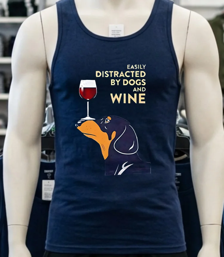 Easily Distracted By Dogs And Wine Shirt - navy-shirt Easily Distracted By Dogs And Wine Shirt Navy Shirt
