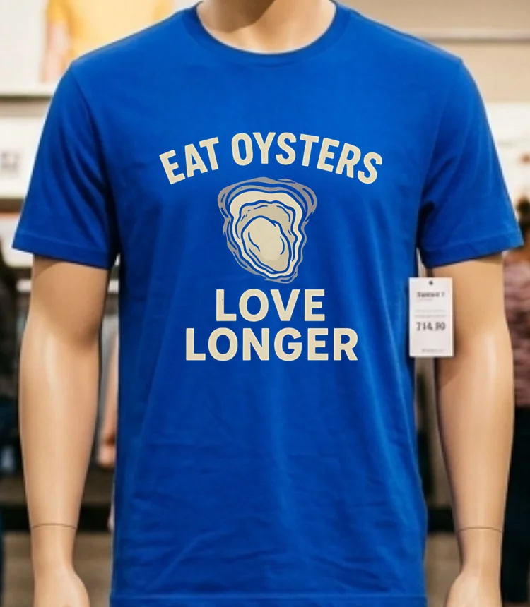 Eat Oysters Love Longer Shirt Blue Shirt 1