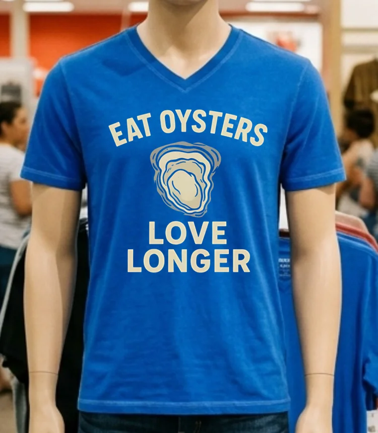 Eat Oysters Love Longer Shirt - blue-shirt Eat Oysters Love Longer Shirt Blue Shirt