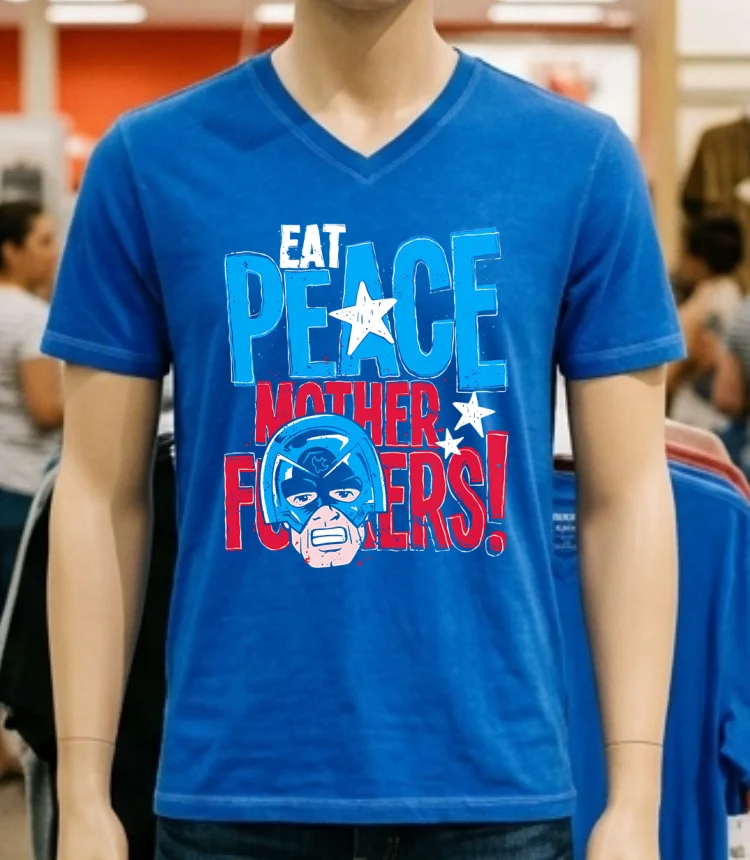 Eat Peace Mother Fuckers Peacemaker Shirt - blue-shirt Eat Peace Mother Fuckers Peacemaker Shirt Blue Shirt
