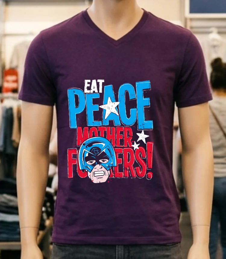 Eat Peace Mother Fuckers Peacemaker Shirt - purple-shirt Eat Peace Mother Fuckers Peacemaker Shirt Purple Shirt
