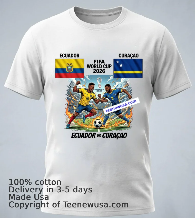 Ecuador Vs Curaçao World Cup 2026 T Shirt - white-t-shirt 1 Ecuador Vs Curacao World Cup 2026 T Shirt White T Shirt 1