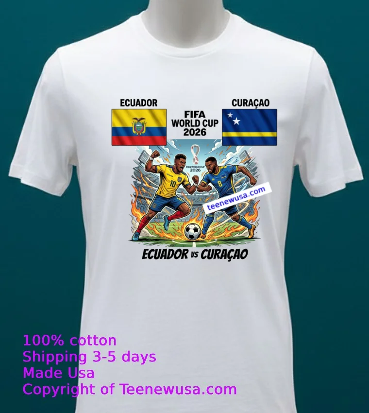 Ecuador Vs Curaçao World Cup 2026 T Shirt - white-t-shirt 20 Ecuador Vs Curacao World Cup 2026 T Shirt White T Shirt 20