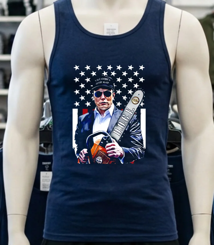 Elon Musk Chainsaw Doge Shirt - navy-shirt Elon Musk Chainsaw Doge Shirt Navy Shirt