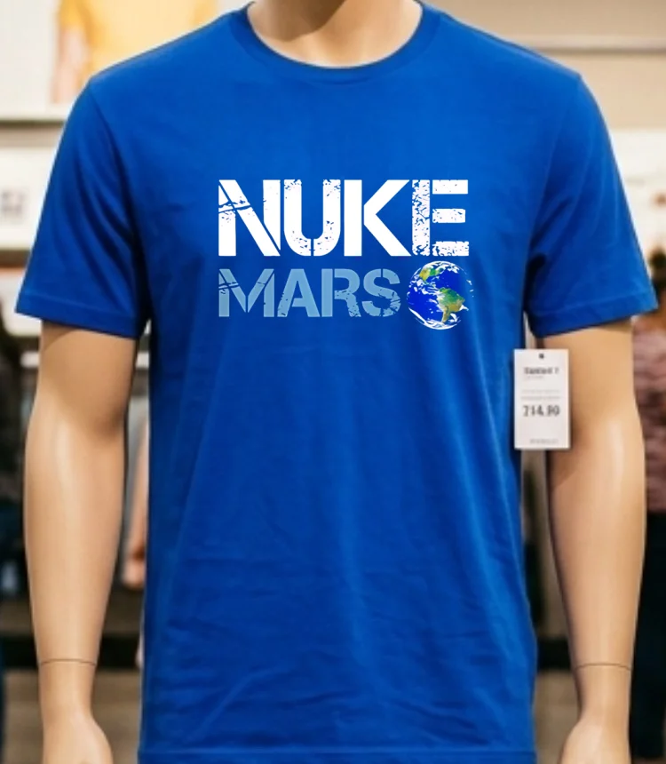 Elon Musk Nuke Mars Earth Shirt - blue-shirt Elon Musk Nuke Mars Earth Shirt Blue Shirt 1