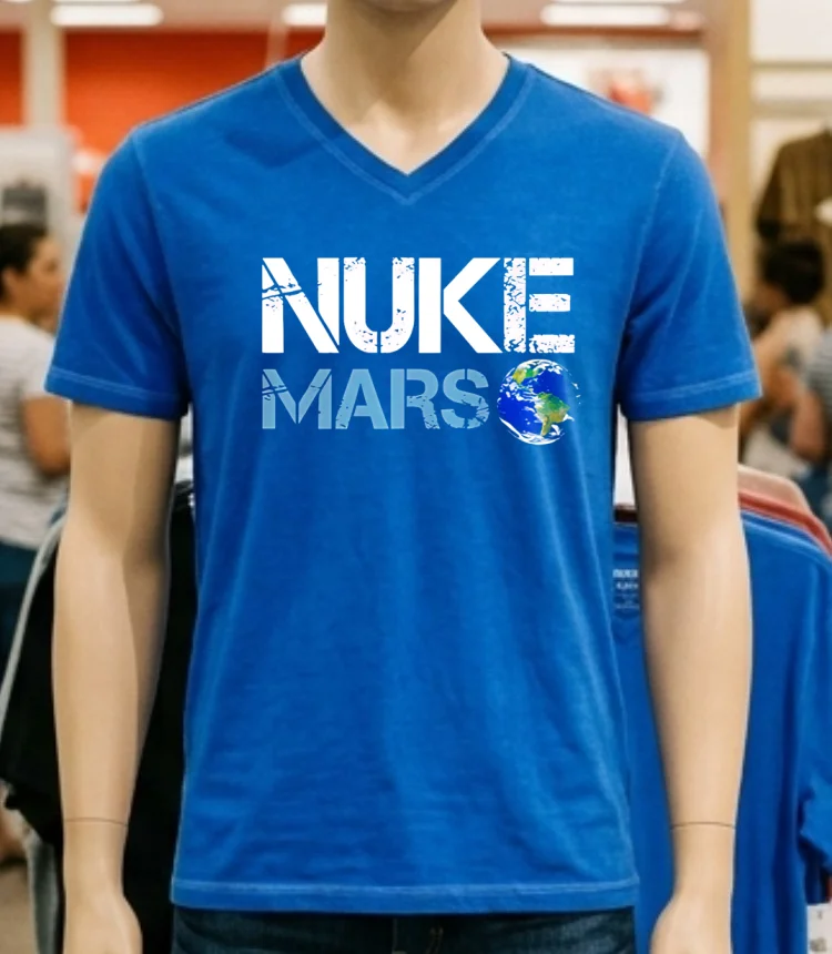 Elon Musk Nuke Mars Earth Shirt Blue Shirt