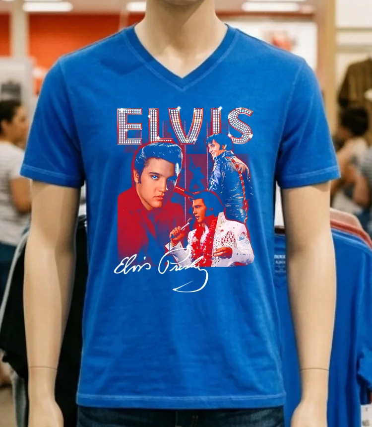 Elvis Presley Graphic Shirt - blue-shirt Elvis Presley Graphic Shirt Blue Shirt