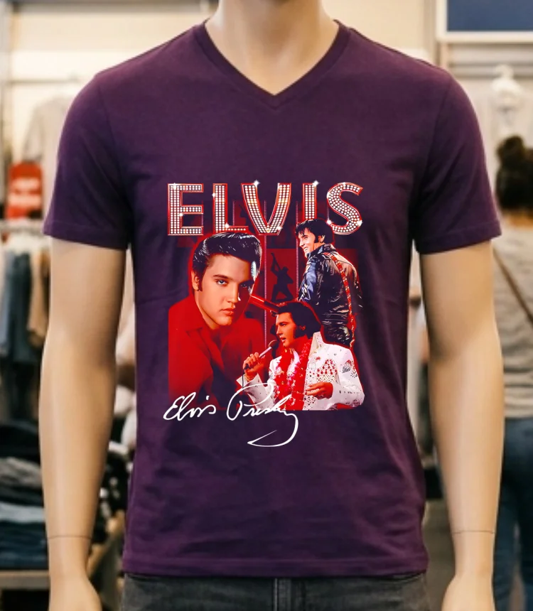 Elvis Presley Graphic Shirt - purple-shirt Elvis Presley Graphic Shirt Purple Shirt