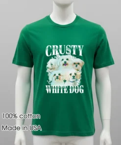 Emotional Club Crusty White Dog Graphic Shirt Green Shirt