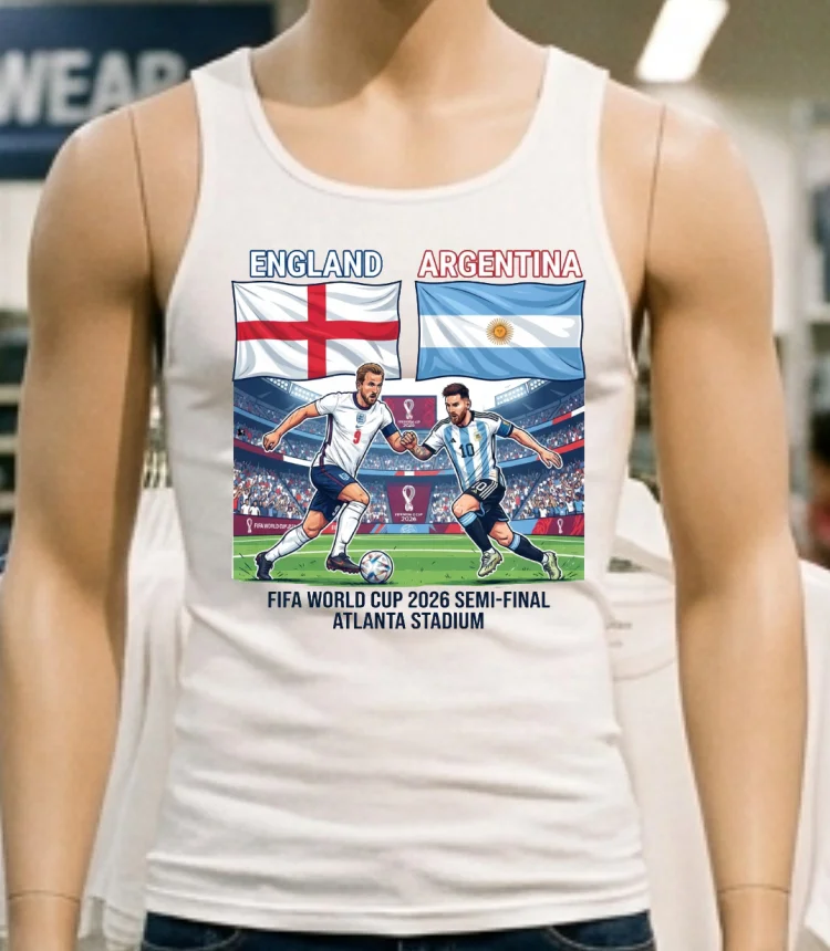 England Vs Argentina In The Fifa World Cup 2026 Semi Final At Atlanta Stadium T Shirt - white-t-shirt England Vs Argentina In The Fifa World Cup 2026 Semi Final At Atlanta Stadium T Shirt White T Shirt 1