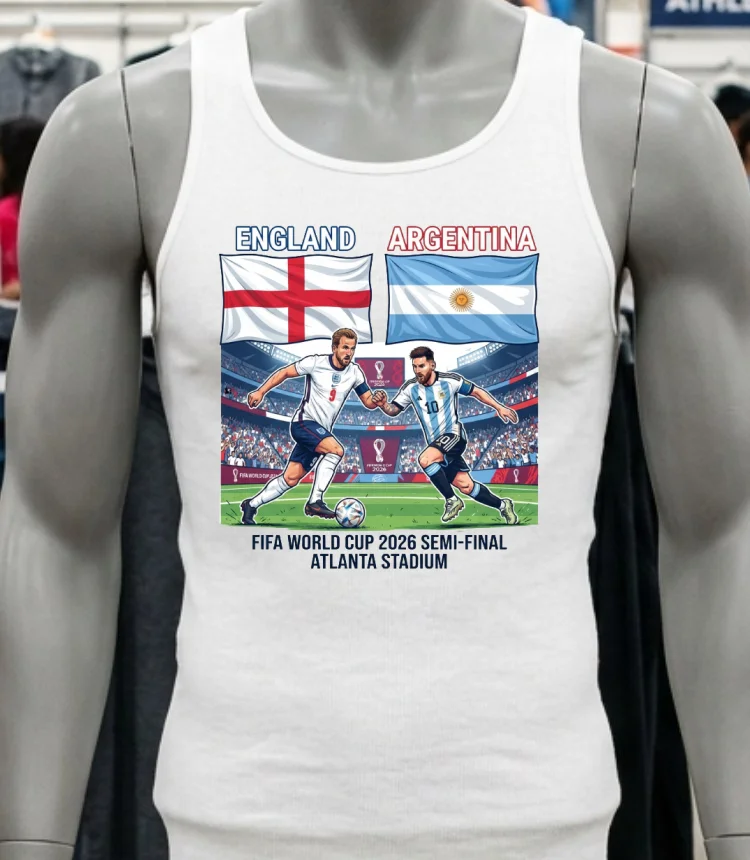 England Vs Argentina In The Fifa World Cup 2026 Semi Final At Atlanta Stadium T Shirt White T Shirt 2