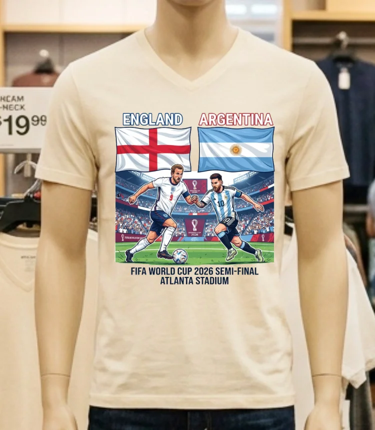 England Vs Argentina In The Fifa World Cup 2026 Semi Final At Atlanta Stadium T Shirt White T Shirt