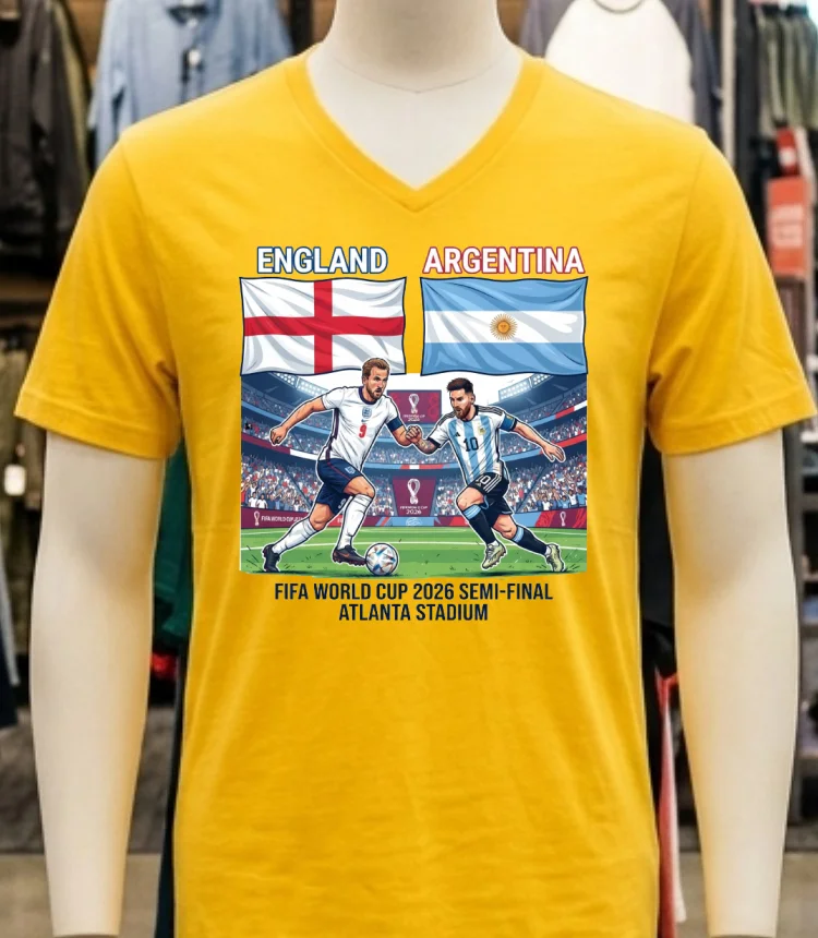 England Vs Argentina In The Fifa World Cup 2026 Semi Final At Atlanta Stadium T Shirt - yellow-t-shirt England Vs Argentina In The Fifa World Cup 2026 Semi Final At Atlanta Stadium T Shirt Yellow T Shirt 1