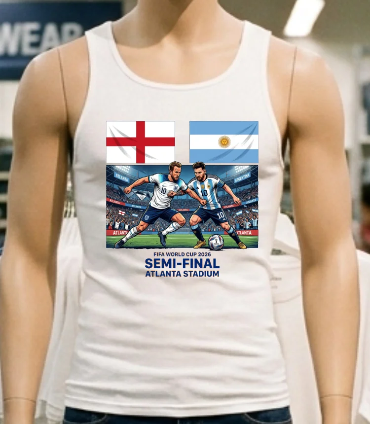 England Vs Argentina In The Fifa World Cup 2026 T Shirt White T Shirt 1