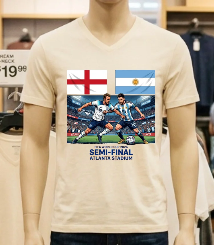 England Vs Argentina In The Fifa World Cup 2026 T Shirt - white-t-shirt England Vs Argentina In The Fifa World Cup 2026 T Shirt White T Shirt