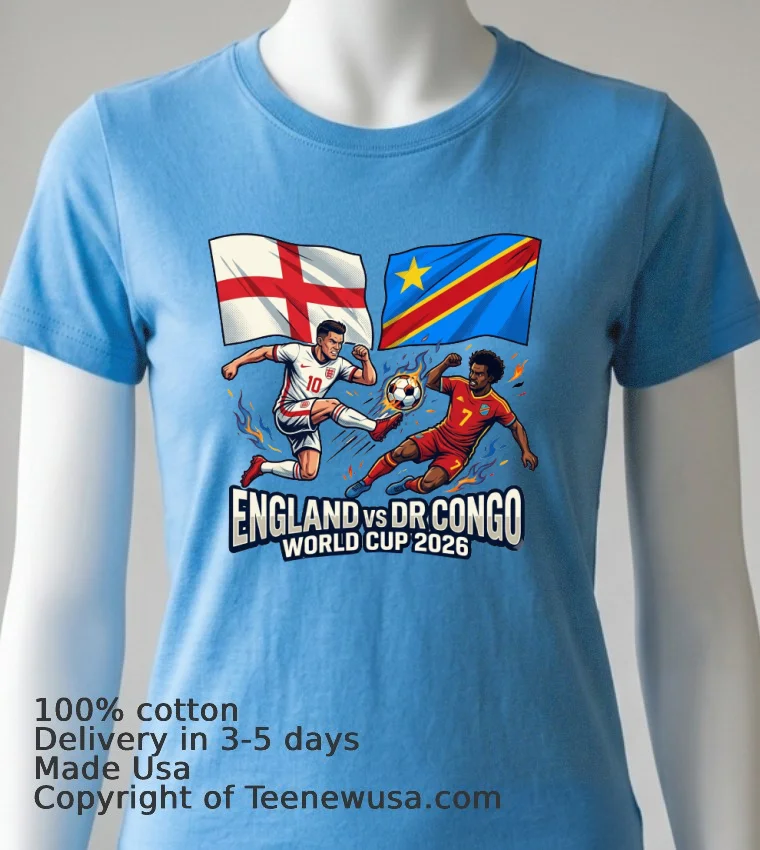 England Vs Democratic Republic Of Congo World Cup 2026 In Atlanta Mercedes Benz Stadium T Shirt Blue Shirt