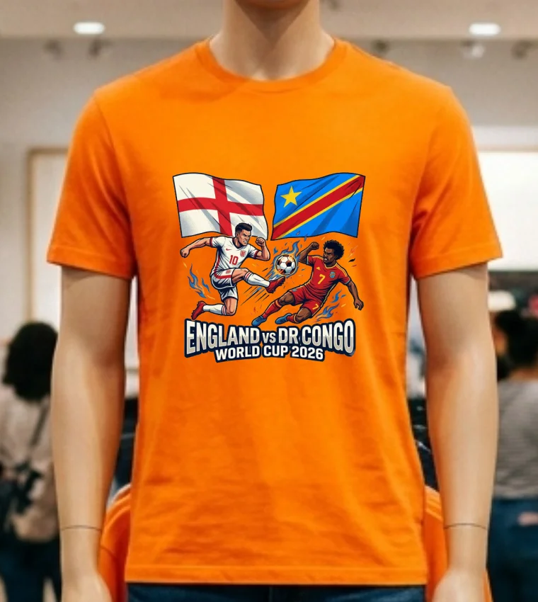 England Vs Democratic Republic Of Congo World Cup 2026 In Atlanta (Mercedes Benz Stadium) T Shirt - orange-shirt England Vs Democratic Republic Of Congo World Cup 2026 In Atlanta Mercedes Benz Stadium T Shirt Orange Shirt
