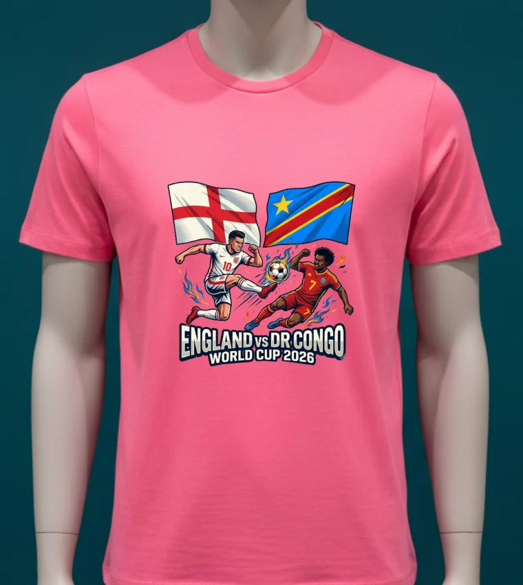 England Vs Democratic Republic Of Congo World Cup 2026 In Atlanta (Mercedes Benz Stadium) T Shirt - pink-t-shirt England Vs Democratic Republic Of Congo World Cup 2026 In Atlanta Mercedes Benz Stadium T Shirt Pink T Shirt