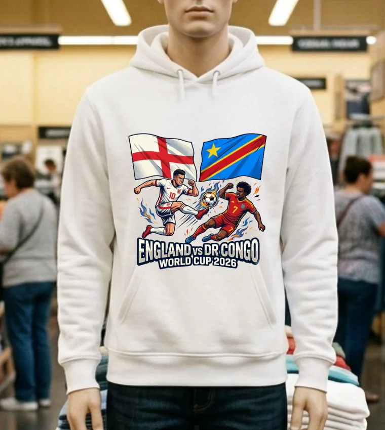 England Vs Democratic Republic Of Congo World Cup 2026 In Atlanta (Mercedes Benz Stadium) T Shirt - white-t-shirt England Vs Democratic Republic Of Congo World Cup 2026 In Atlanta Mercedes Benz Stadium T Shirt White T Shirt 1