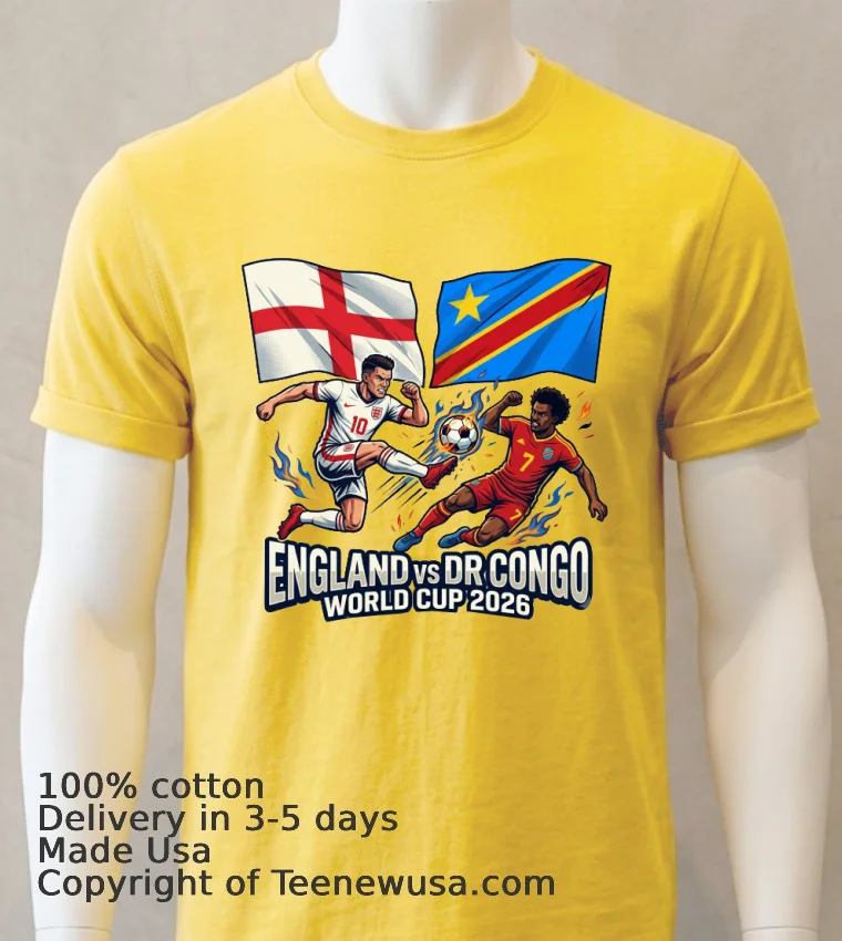 England Vs Democratic Republic Of Congo World Cup 2026 In Atlanta Mercedes Benz Stadium T Shirt Yellow T Shirt