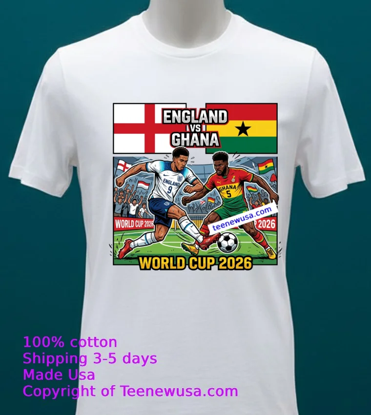 England Vs Ghana World Cup 2026 T Shirt - white-t-shirt 20 England Vs Ghana World Cup 2026 T Shirt White T Shirt 20